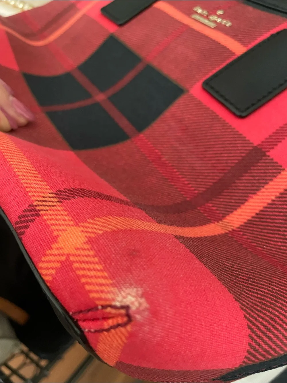 Kate Spade Red Plaid Satchel Handbag